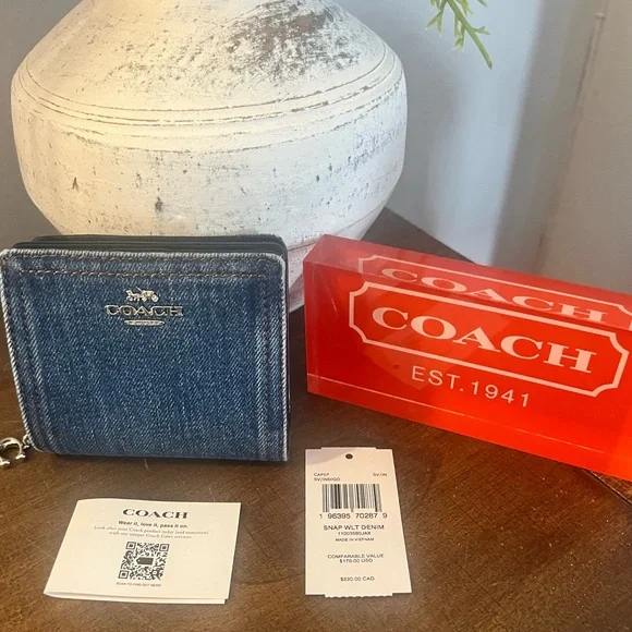 Coach Denim Snap Wallet (NWT) - Picture 9 of 10